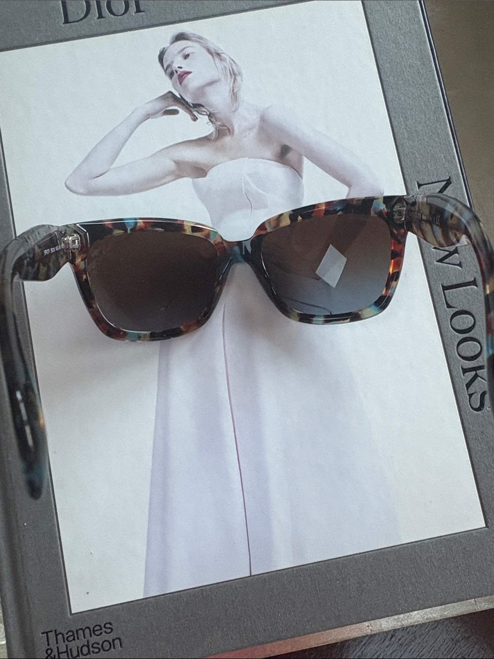 Prada Multicolor Patterned Acetate Sunglasses - Blue, Brown, Gold Accents - Picture 10 of 15
